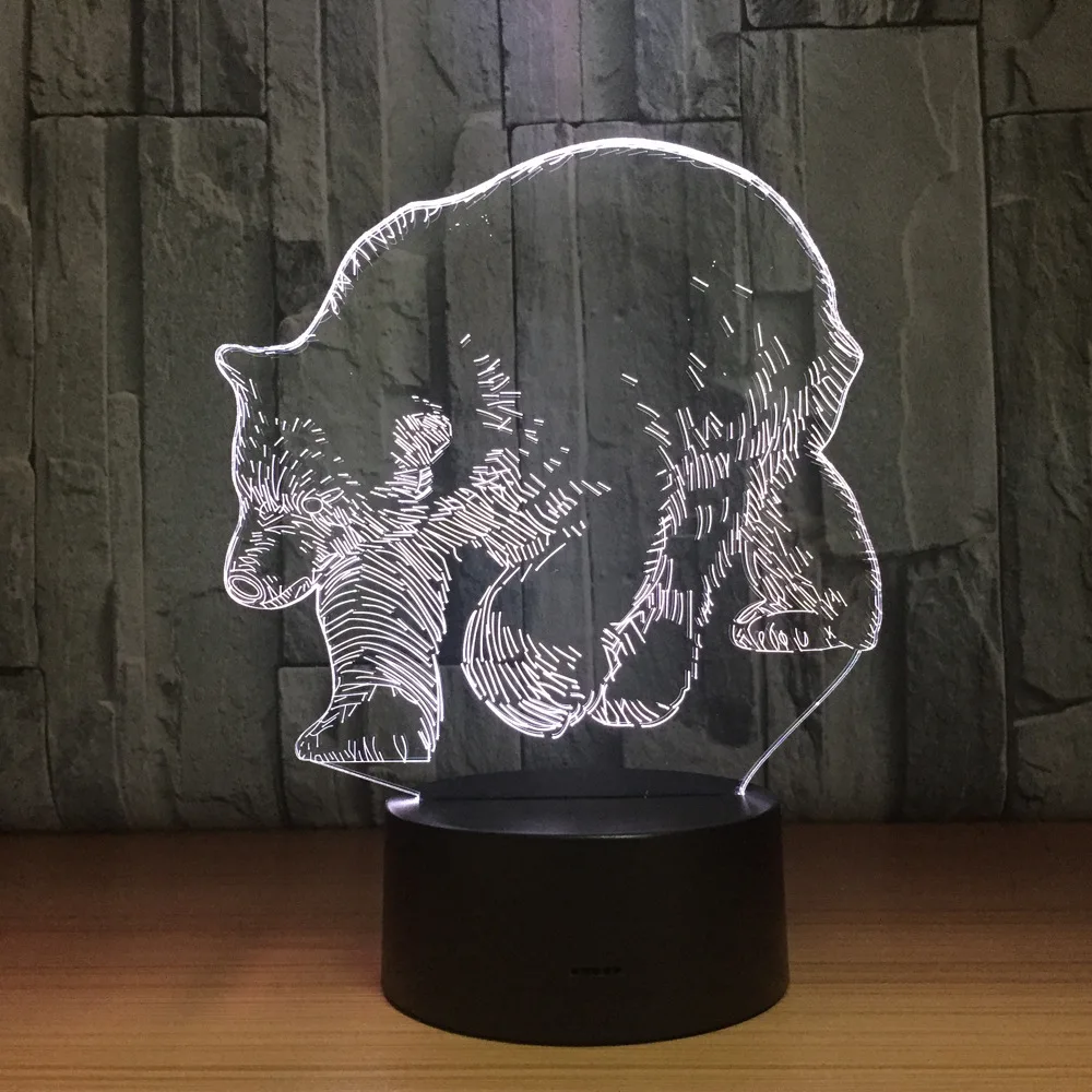 

7 Colors Polar Bear Animal 3D LED Lamp USB 5V 3AA Battery Night Light Acrylic Panel 3D Illusion Table Lamp Lava Lamp for Kids