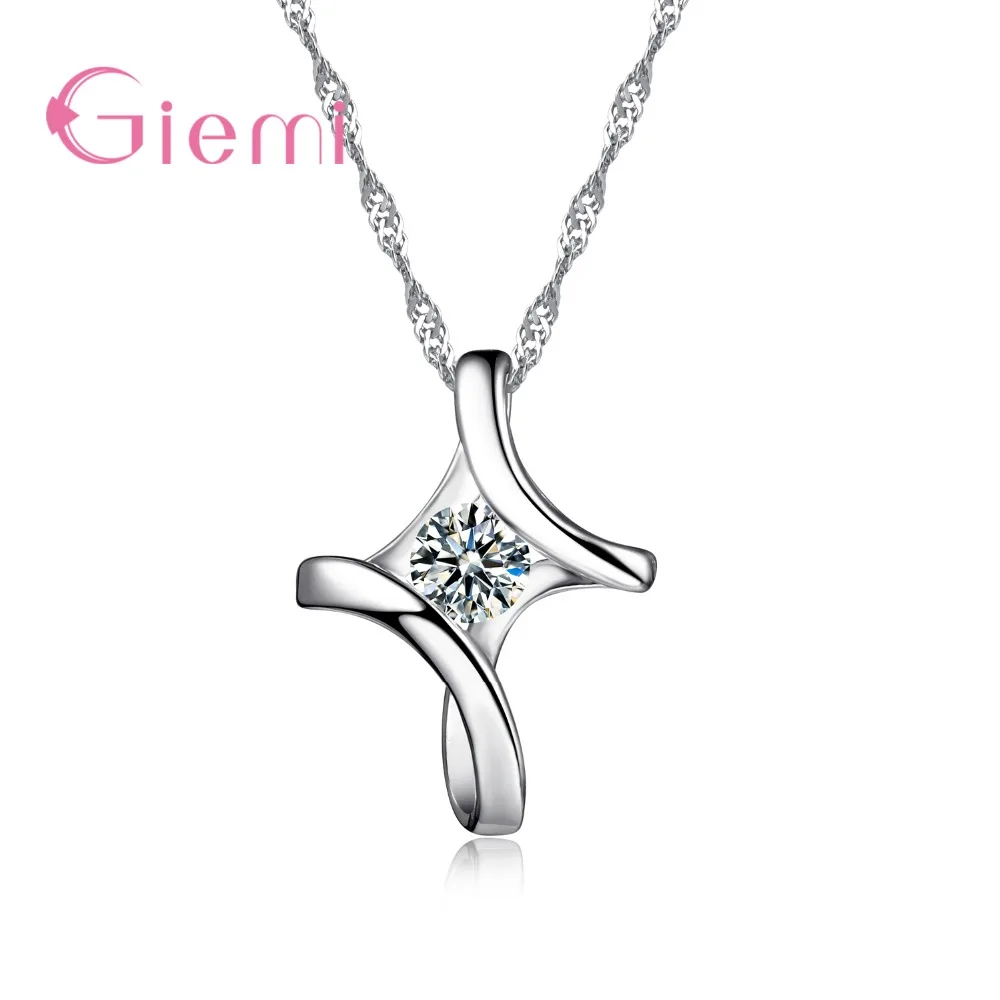 

Romantic 925 Sterling Silver Cross Cubic Zirconia Pendant Necklace for Women Girlfriend Best Lovely Gifts Acces
