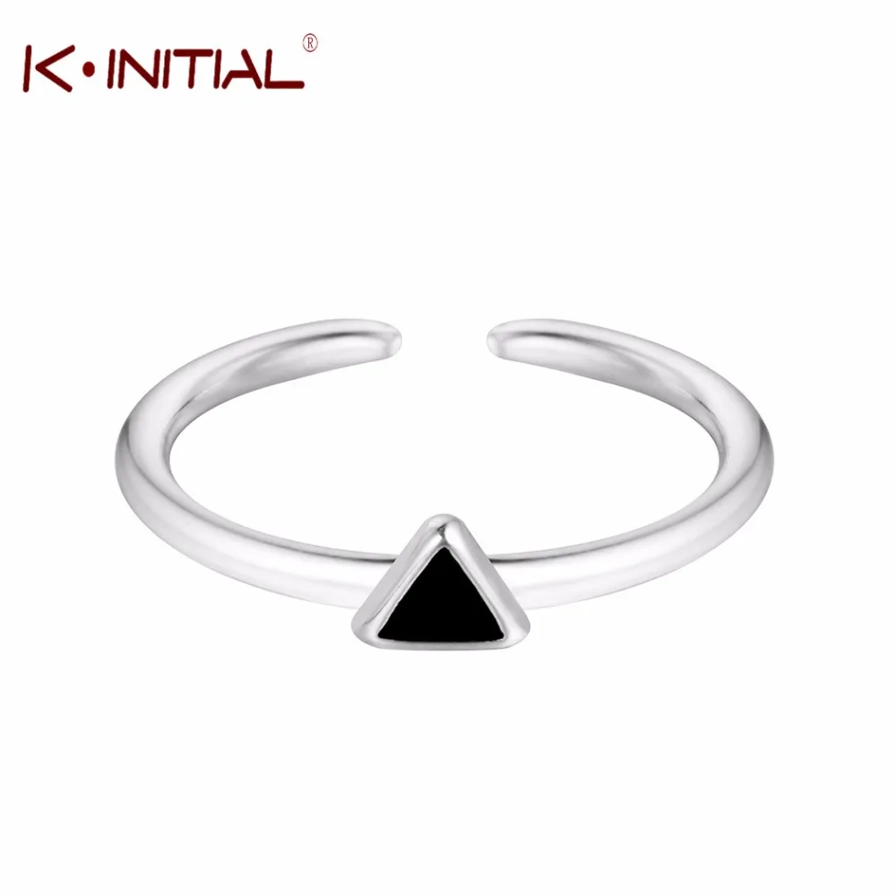 

Kinitial Fashion Black Triangle Rings Silver Color for Women Girls Lovely Gift Statement Jewelry Adjustable Size Geometric Ring