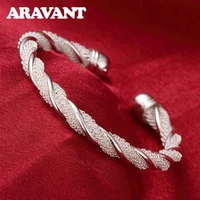 new fashion 925 silver jewelry twist bangles open cuff bracelets for women charm engagement jewelry gifts