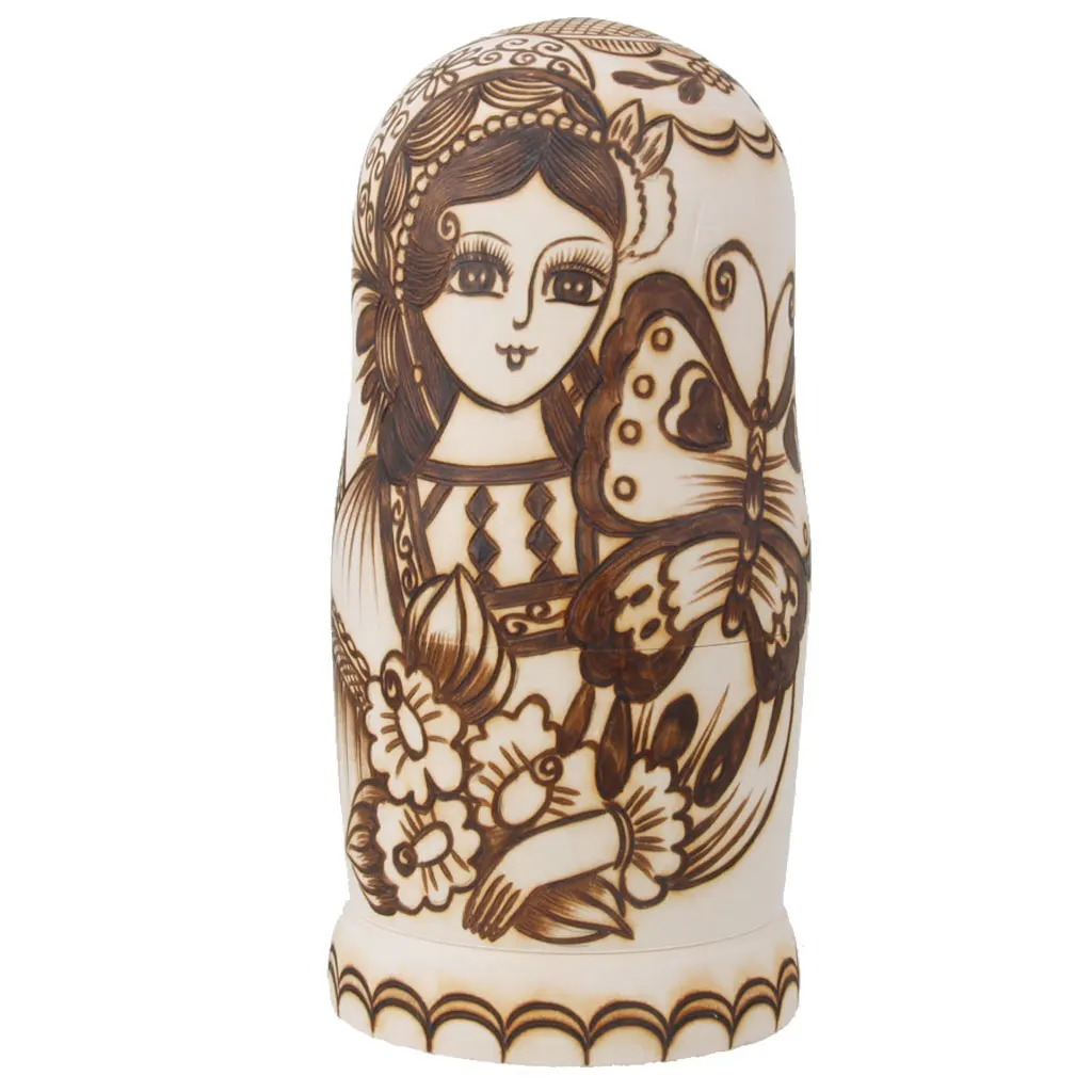 

7PCS Hand Painted Iris Butterfly Wooden Russian Nesting Dolls