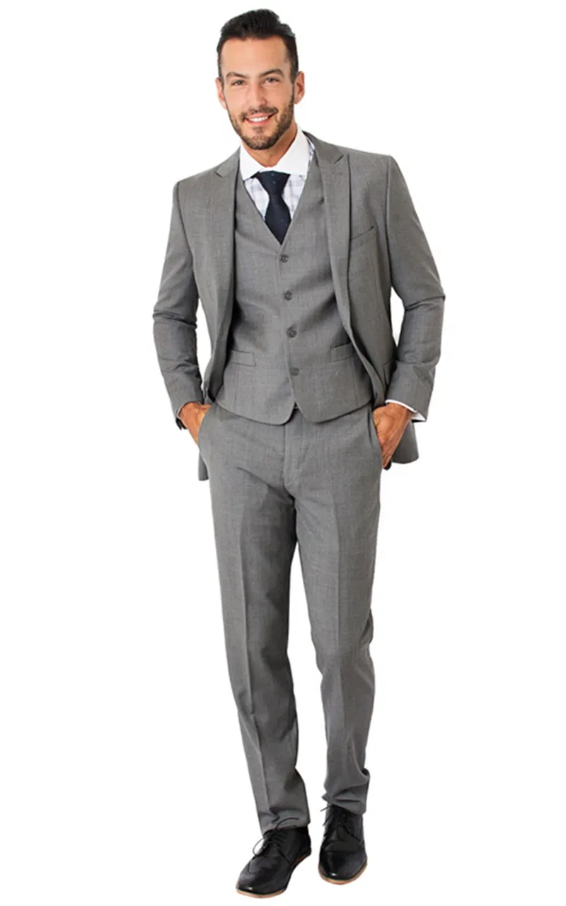 2017 красивый серый в полоску Slim Fit мужской костюм формальные свадебные вечерние