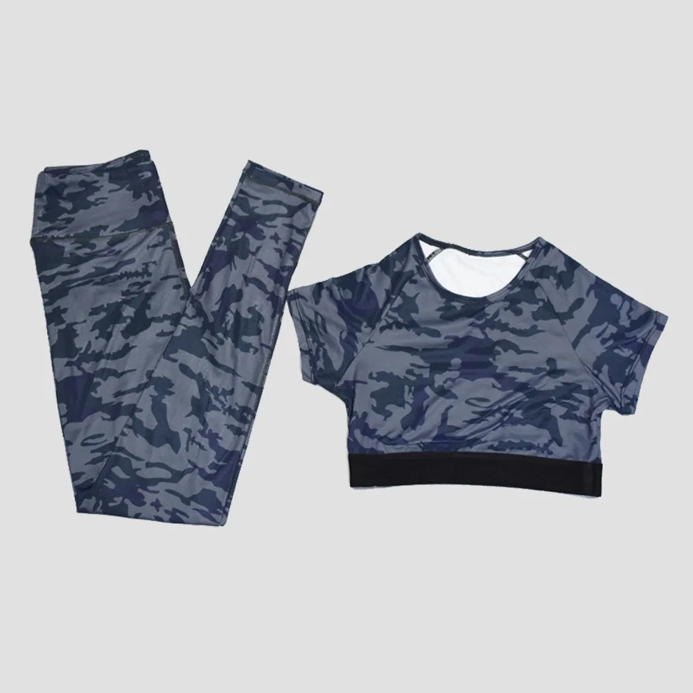 Женская спортивная одежда камуфляжный спортивный костюм с высокой талией для