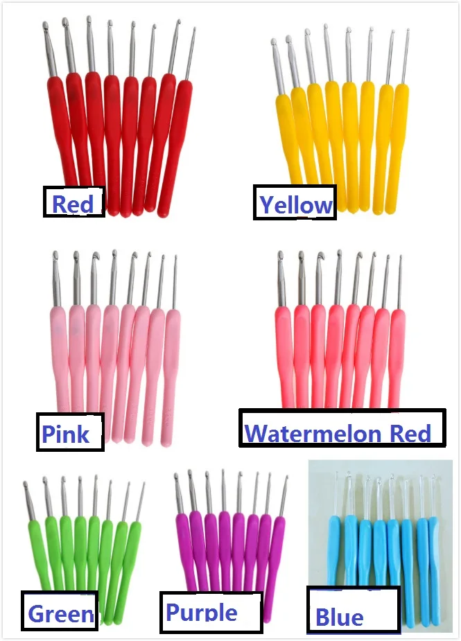 8 шт. Алюминиевые крючки для вязания размеров 2 5 6 0 мм|knitting neddles|crochet hooks ergonomichandled