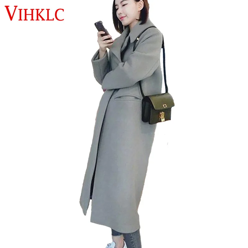 Для женщин длинные шерстяные куртки 2016 осень зима мода новый корейский стиль