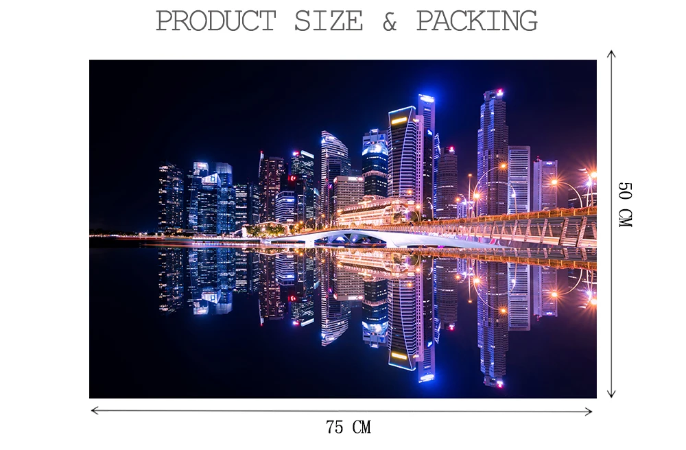 MOMEMO Singapore Night View Customized 1000 Pieces Puzzle Wooden Beautiful City Landscape Jigsaw Puzzle High Definition Puzzles