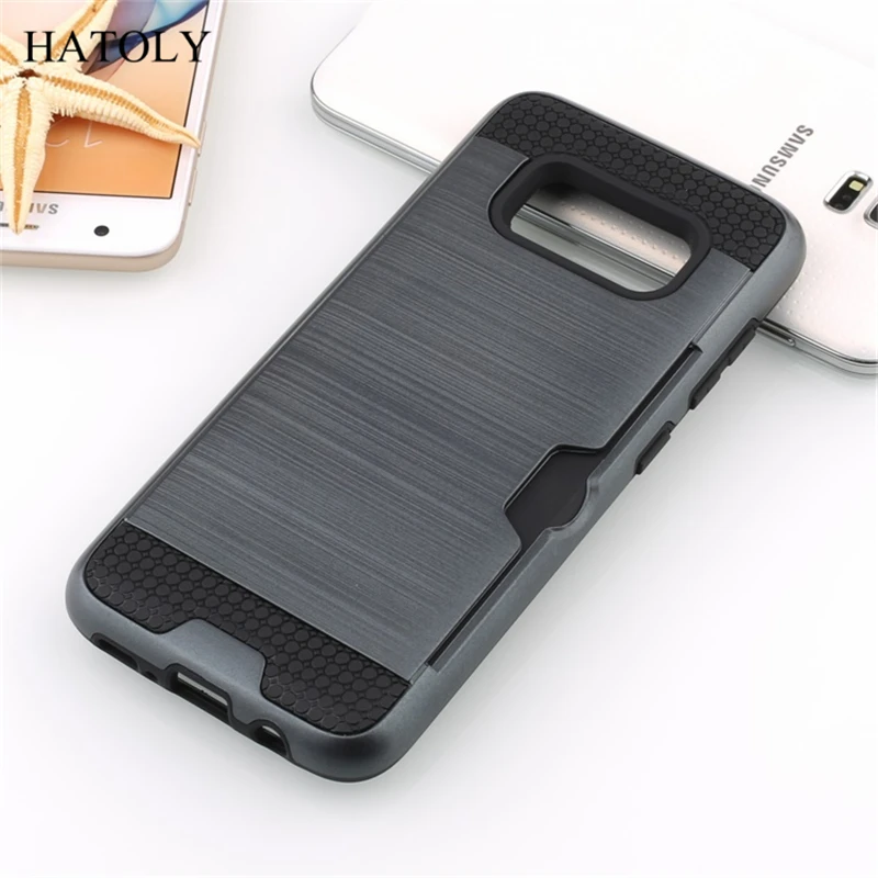HATOLY Case For Samsung Galaxy S8 G9500 5.8&quot Brushed Armor Silicon Rubber Hard Phone Cover for with Card Slot |