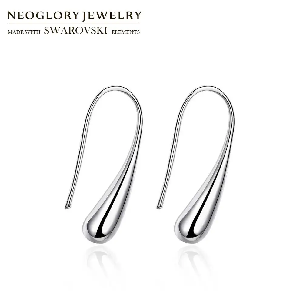Neoglory S925 Посеребренная медь очарование серьги падение подлинный металлический простой дизайн Аллергия бесплатно для вечерние ювелирные изделия подарок