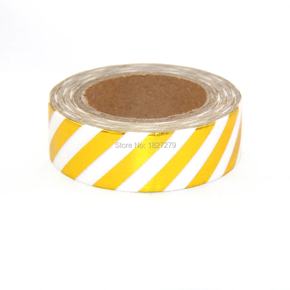 

New 1X 1.5cm*10m gold Twill tape Slim Washi Paper Masking Tapes DIY Tape Scrapbooking Stickers Album Sticker Decorative Tapes