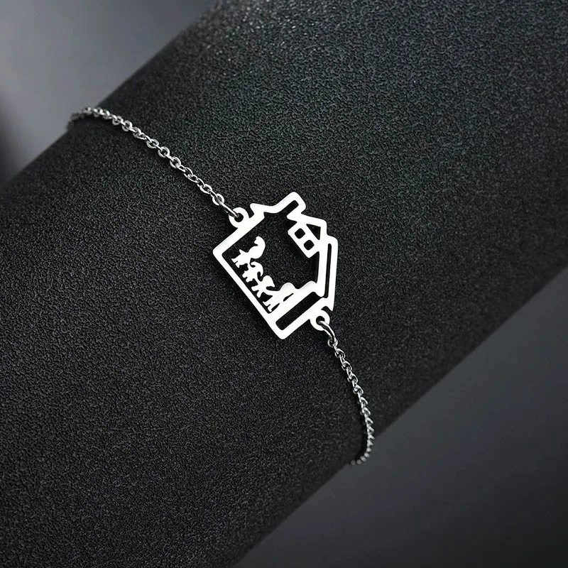 steel 3 Милые семейные браслеты из нержавеющей стали для мамы, папы и детей, женские Золотые Регулируемые браслеты с фигуркой, ювелирные изделия для девочек - Окраска металла: steel 3