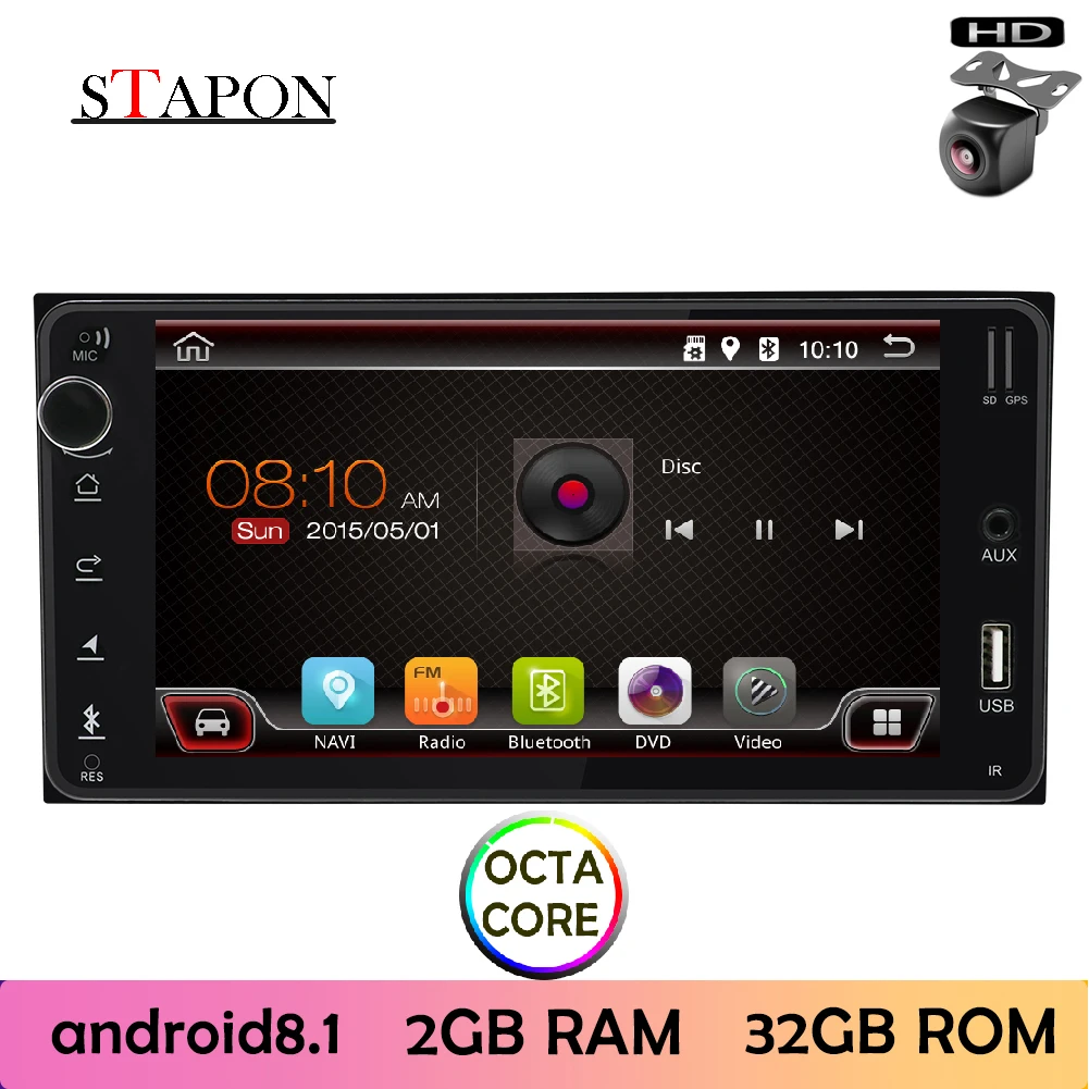 STAPON 7 дюймов для Toyota Android8.1 2GBRAM Восьмиядерный автомобильный MP5 dvd плеер с WiFi FM AM RDS|MP4