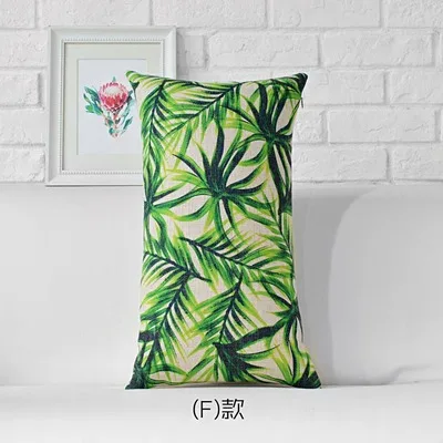 F 30x50cm Европейские современные подушки с зелеными листьями Подушка с растительным поясом Толстая льняная наволочка диванная подушка домашние декоративные подушки - Цвет: F 30x50cm