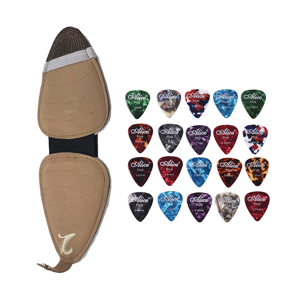 

Guitar Picks Set with 20pcs Celluloid Picks PU Leather Guitar Picks Holder Case Bag Large Capacity Guitar Accessories