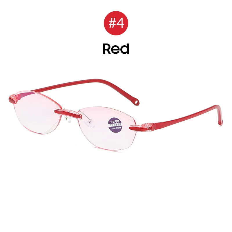4 Red VIVIBEE, мужские очки без оправы, красная оправа, тонкие очки для чтения+ 3+ 2+ 1, анти Blueray, старые очки по рецепту для женщин-1,25 - Цвет оправы: 4 Red