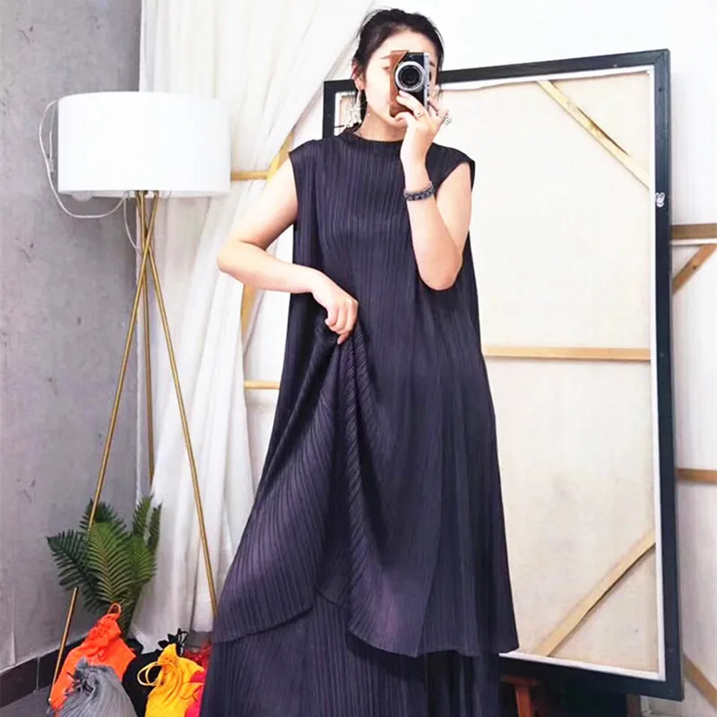 Changpleat весна лето новые женские комплекты Miyak плиссированные модные большие размеры водолазка сплошной большой эластичный женский костюм S900