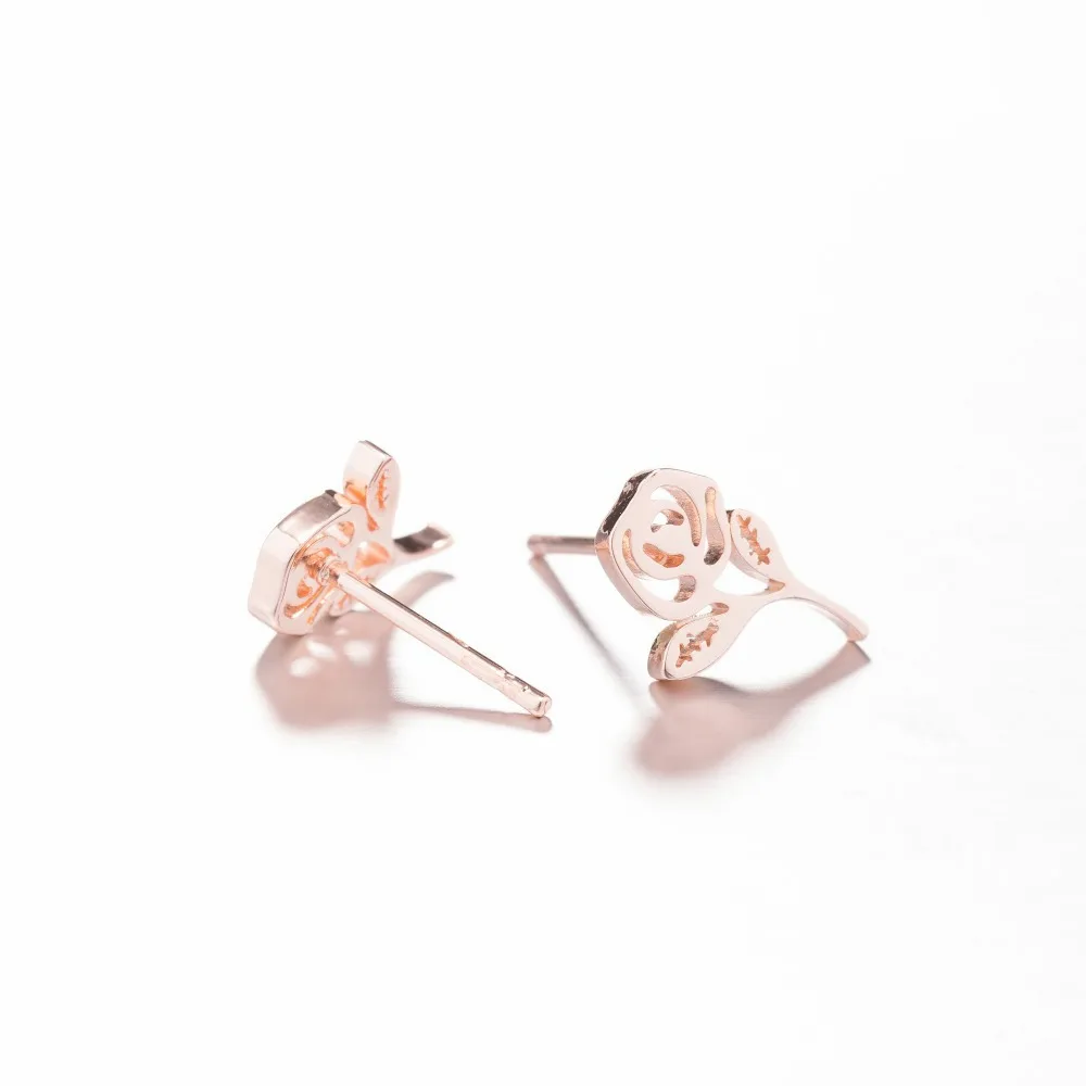 Серьги гвоздики Yiustar с цветком розы простые серьги из нержавеющей стали 2021