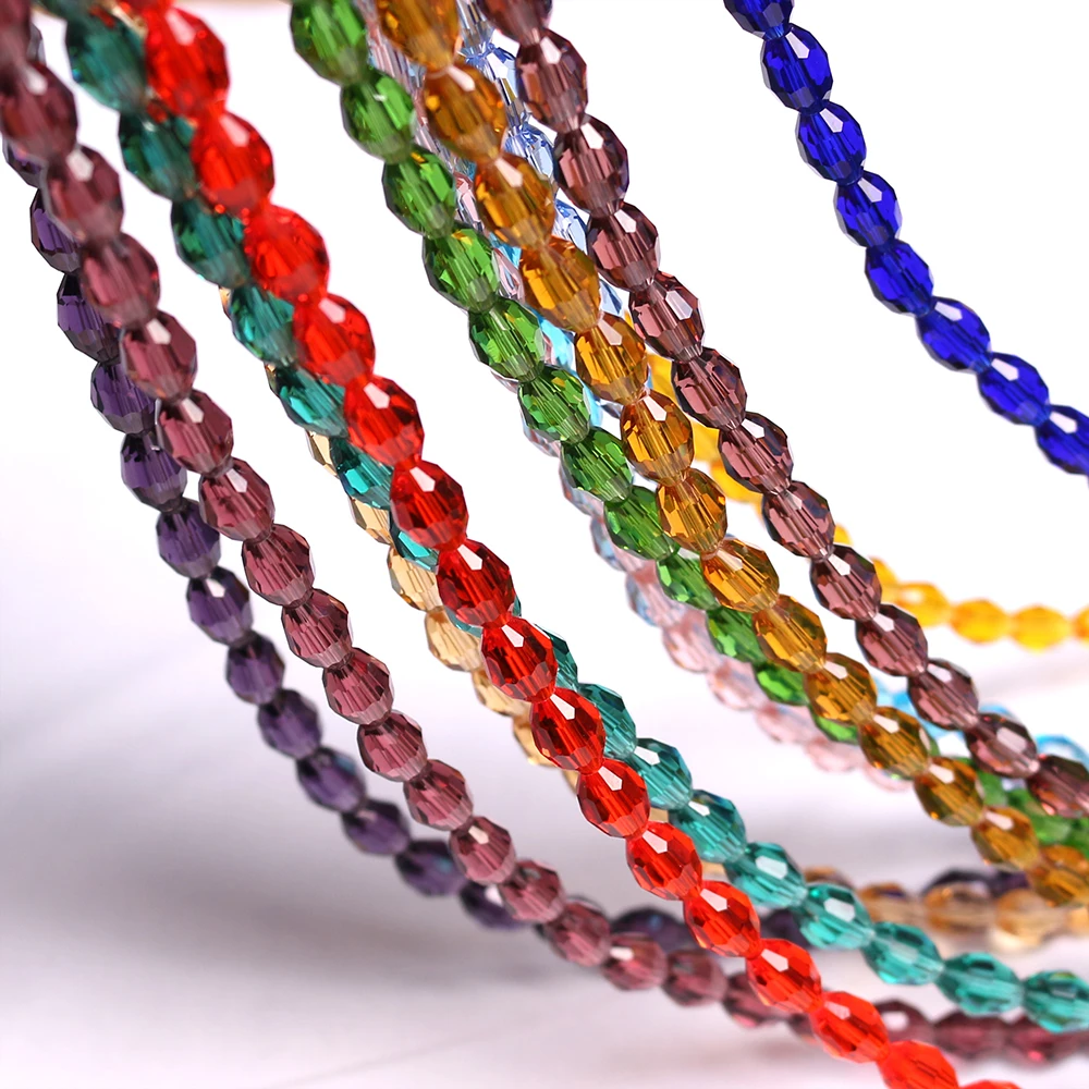 Glass Rice Beads Oval 3x5/4x6/6x8mm Charm Crystal Faceted Loose Olive Beads For DIY Making Bracelet Wholesale In Bulk