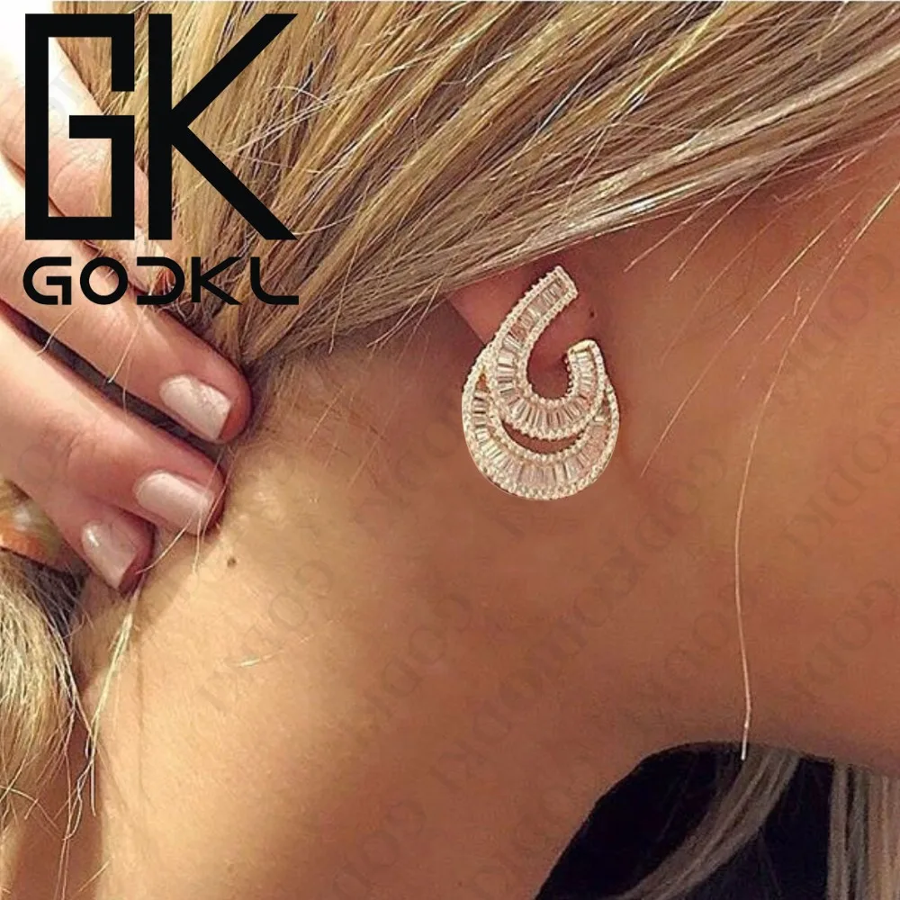 Женские серьги GODKI элегантные с инкрустацией из кубического циркония для свадьбы