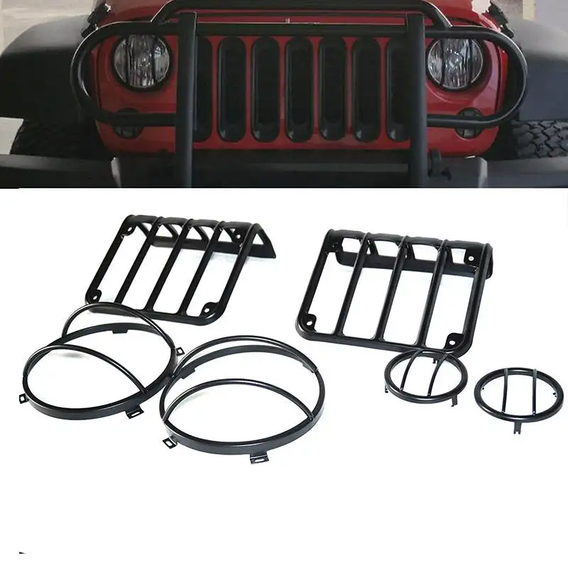 Для Jeep Wrangler JK черный светильник Guard Чехлы для 7 дюймов Передние Фары Светильник s