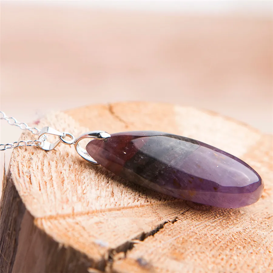 

Genuine Wine Red Cacoxenite Auralite 23 Natural Stone Pendant For Women Femme Charming Crystal Bead Pendant Just One