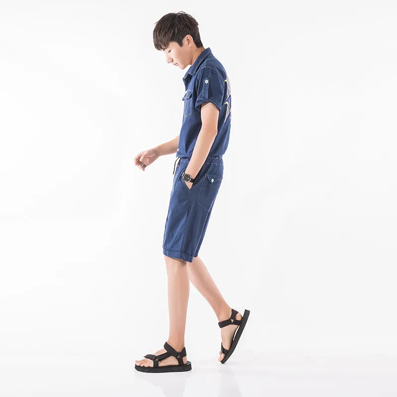 Новинка 2017 мужской джинсовый комбинезон-шаровары уличный Модный повседневный