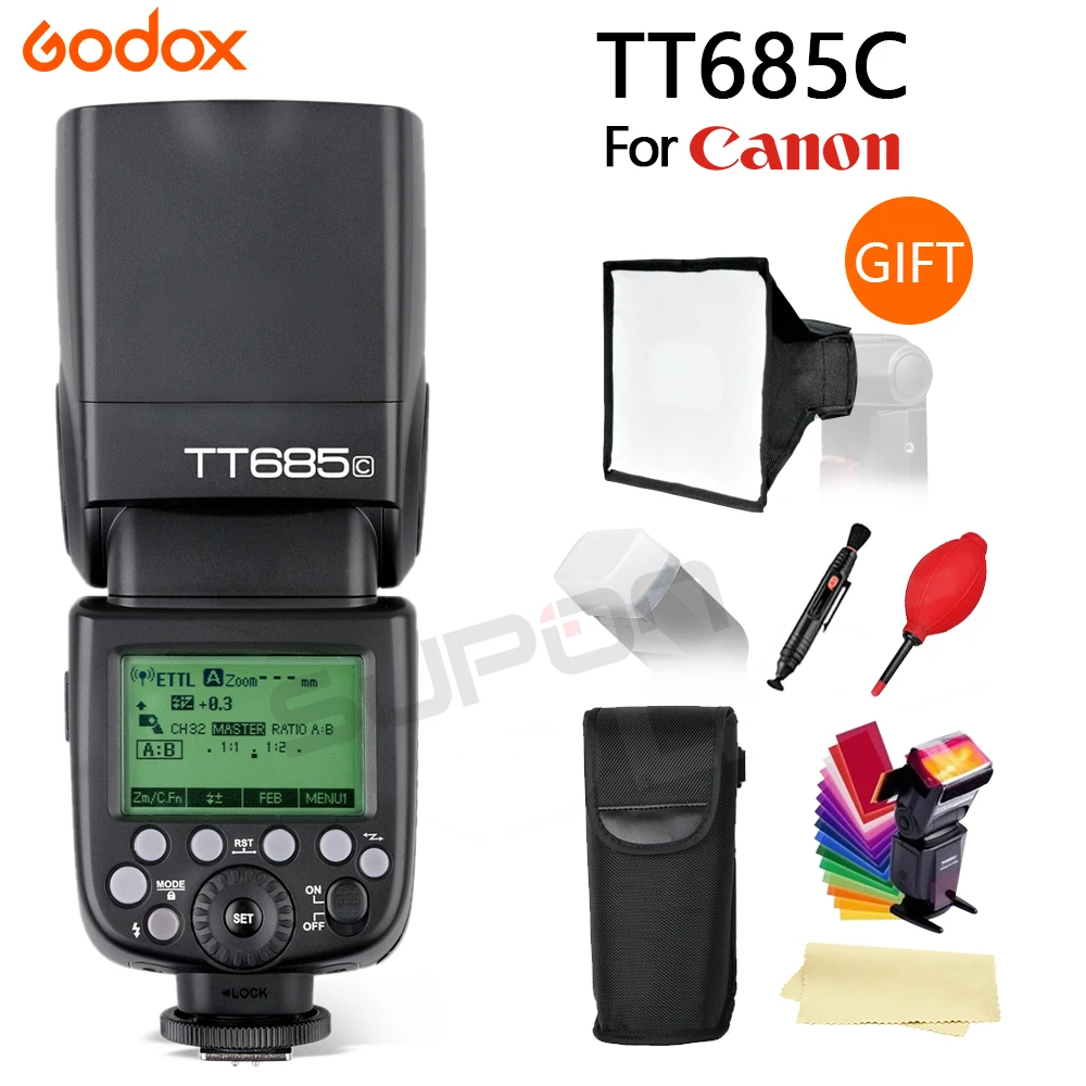 Внешняя вспышка Godox TT685C Speedlite TTL HSS Sync для Canon 1100D 1000D 7D 6D 60D 50D 600D 500D EOS 5D2 5D3 650D 700D +