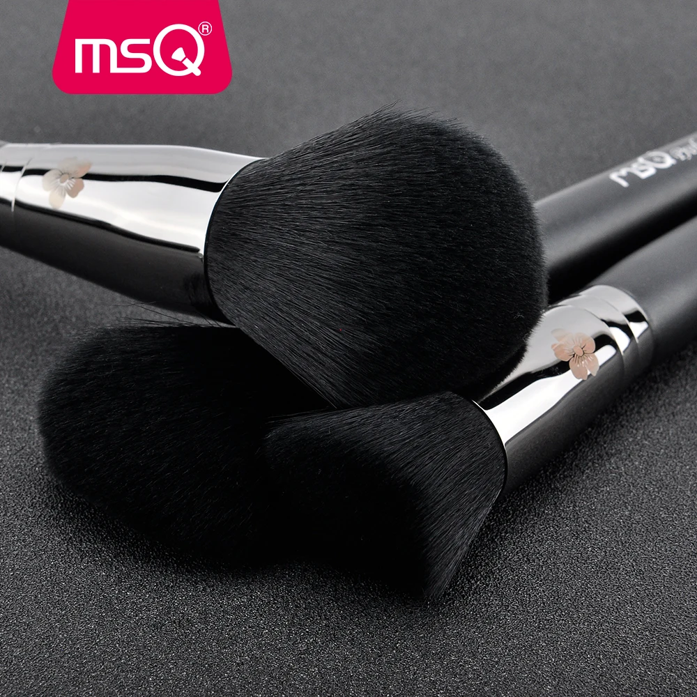 MSQ Pro 10 шт. набор кистей для макияжа, медный наконечник, пудра, основа для макияжа, тени для век, подводка для глаз, Кисть для макияжа, инструмент с чехлом из искусственной кожи