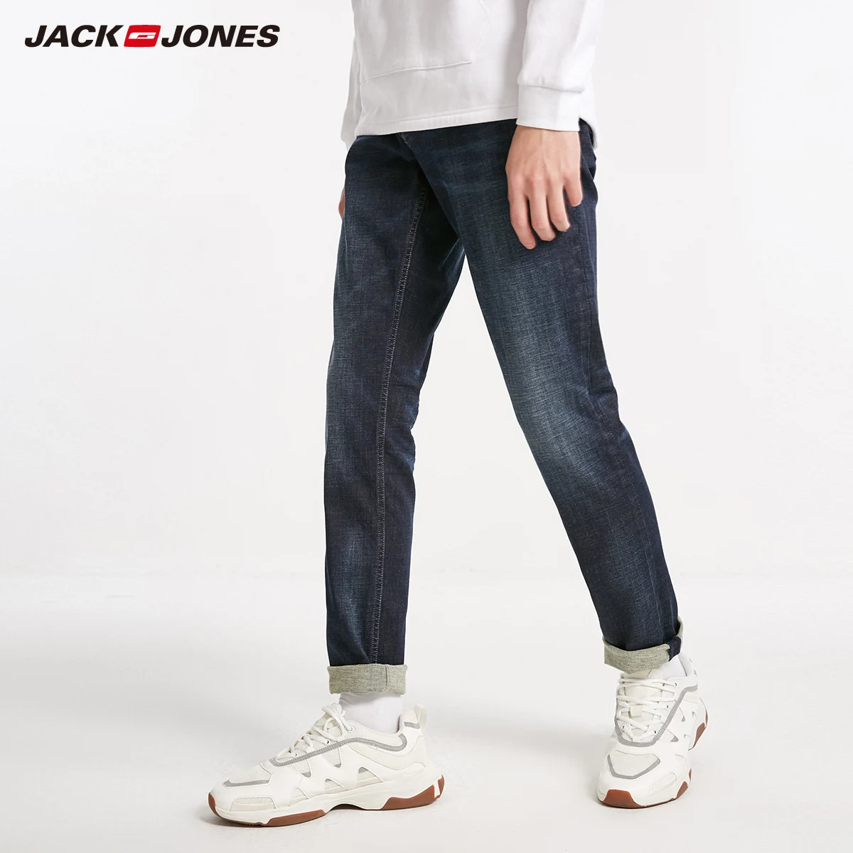 Новые Брендовые мужские джинсы Jack Jones хлопковые однотонные Прямые повседневные