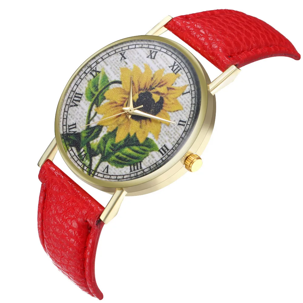 2020 новые модные женские кварцевые наручные часы с рисунком подсолнуха relogio feminino