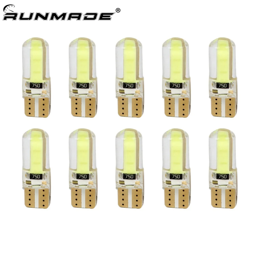 Runmade 10 шт./лот T10 194 W5W COB LED водонепроницаемый клиновидный свет силиконовый корпус
