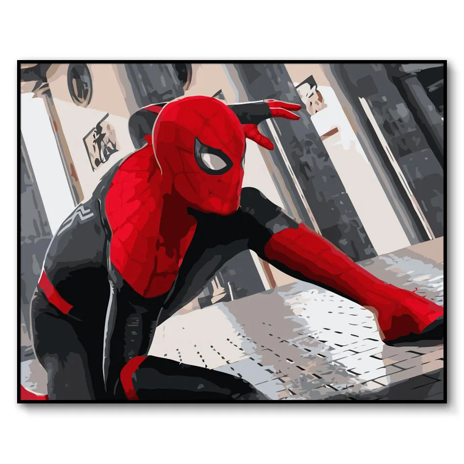 zhizhuxia11 Том Холланд плакат Человек-паук далеко от дома живопись по номерам Marvel картины по номерам на холсте плакат Мстителей - Цвет: zhizhuxia11
