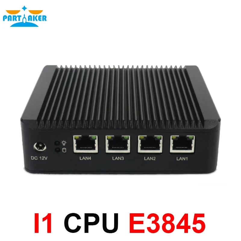 Причастником I1 4 Lan pfsense minipc Intel atom E3845 четырехъядерный межсетевой экран Micro Appliance поддержка AES-NI