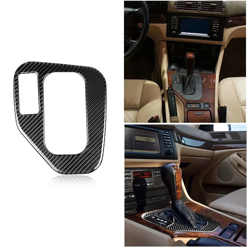 

1pc LHD Decorative Frame Black Carbon Fiber Gear Shift Knob Panel Sticker Trim High Quality Suitable For BMW 5 Series E39 95-03