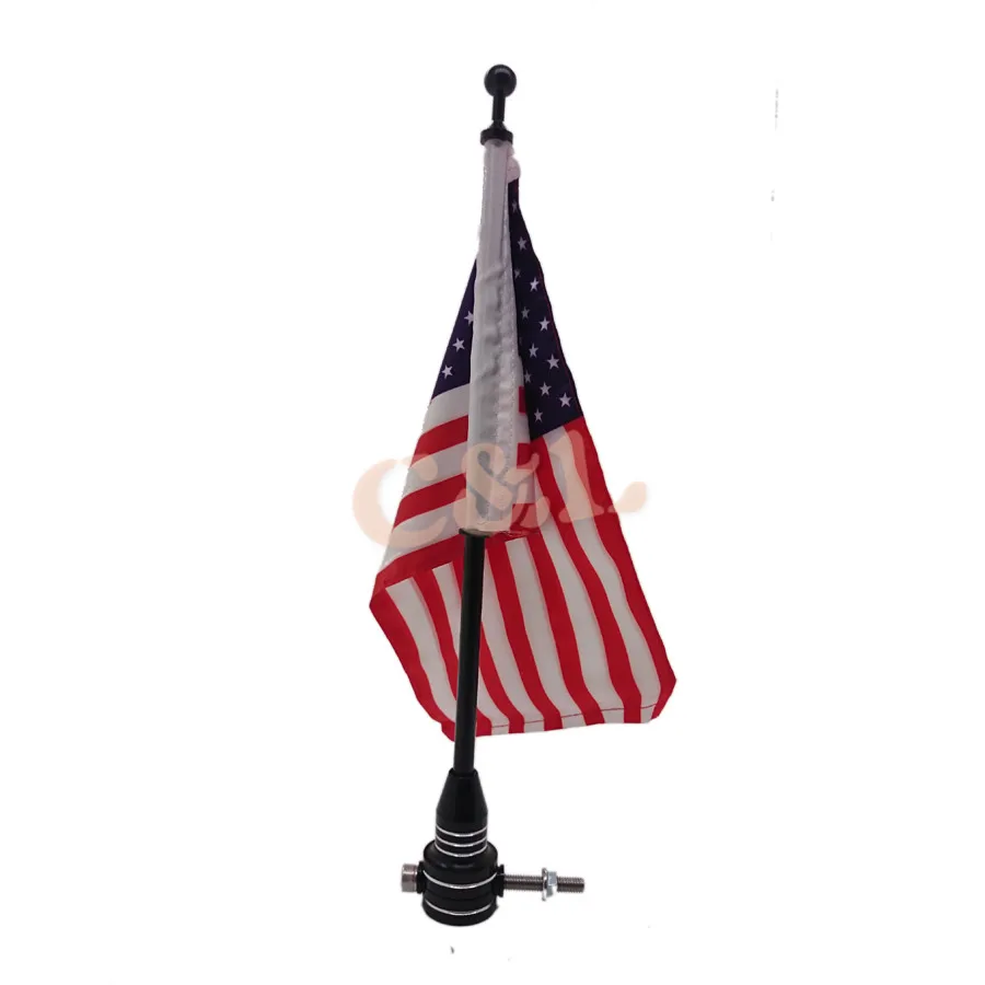 Черный CNC задняя боковая стойка для багажа США американский флаг полюс Harley