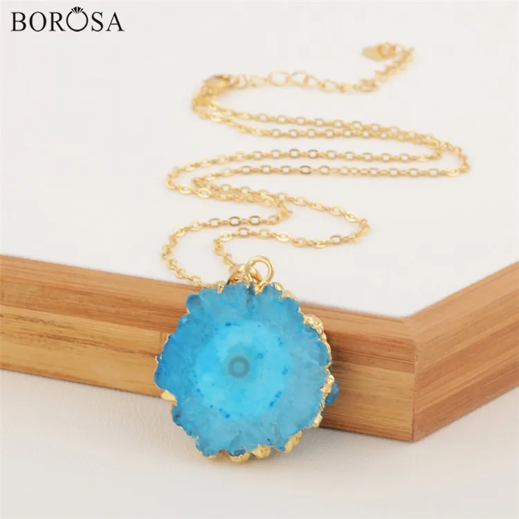 Позолоченная цепочка 18 дюймов с белым кварцем на солнечной батарее ожерелья