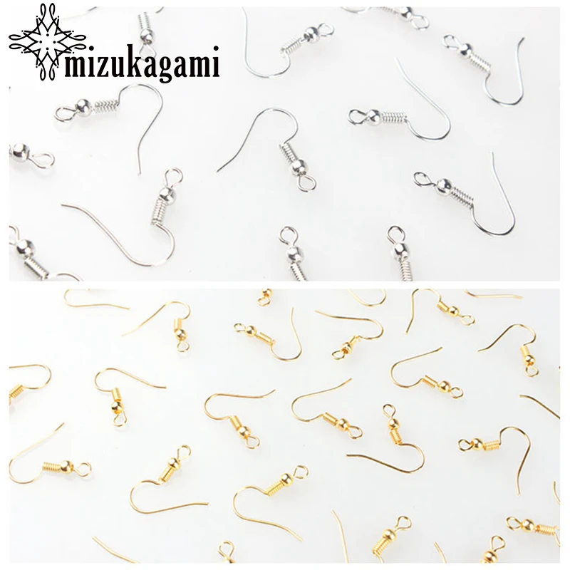 

Free Shipping Golden Hooks Coil Ear Wire Earrings Findings 100pcs/lot DIY Earrings Jewelry Accessories