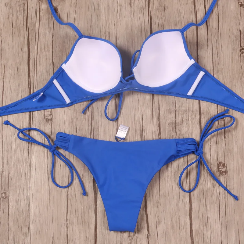 Женский купальник бикини SUNRAINBOW Летний Пляжный купальный костюм с вырезом на шее