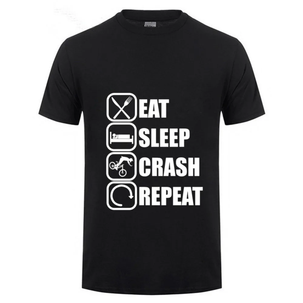 Мужская футболка для езды на велосипеде велосипедная с надписью Eat Sleep авария