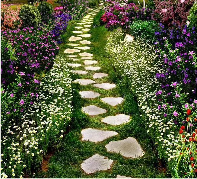 

3d wallpaper custom waterproof self adhesion bathroom bedroom 3 d floor flowers path paintings 3d wall murals wallpaper