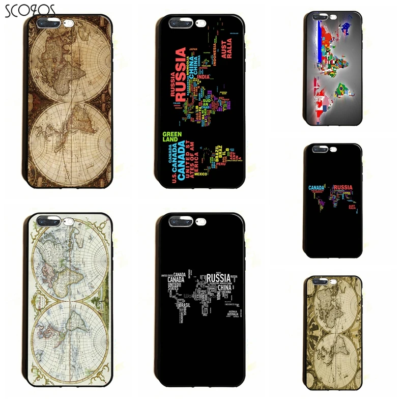 SCOZOS Винтаж Карта мира Мягкий чехол для телефона iPhone 5 5S SE 6 7 8 S Plus X Xr Xs Max |
