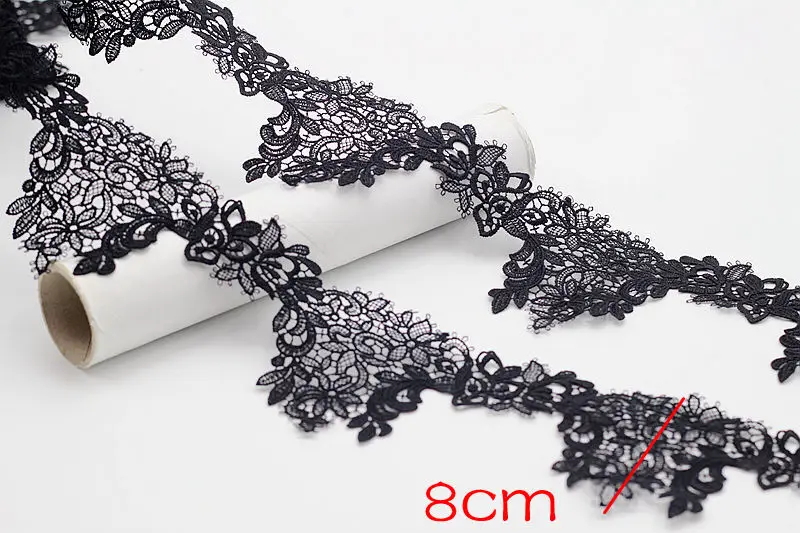 MLAEY 2y/лот Венецианская кружевная отделка Черная ткань лента с розовыми