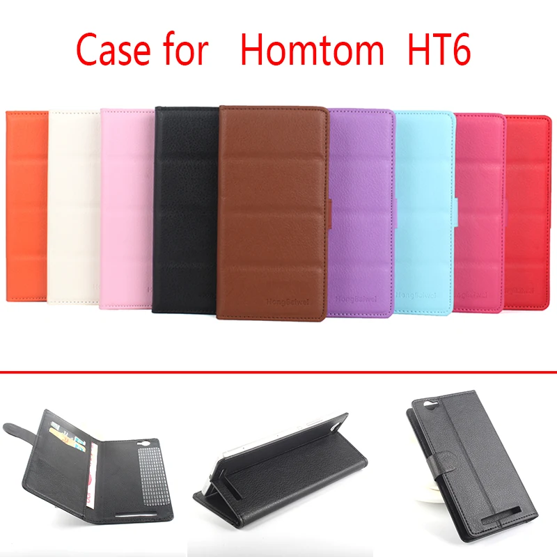 Для HOMTOM HT6 чехол для телефона Фолио Флип Однотонная одежда Личи узор из