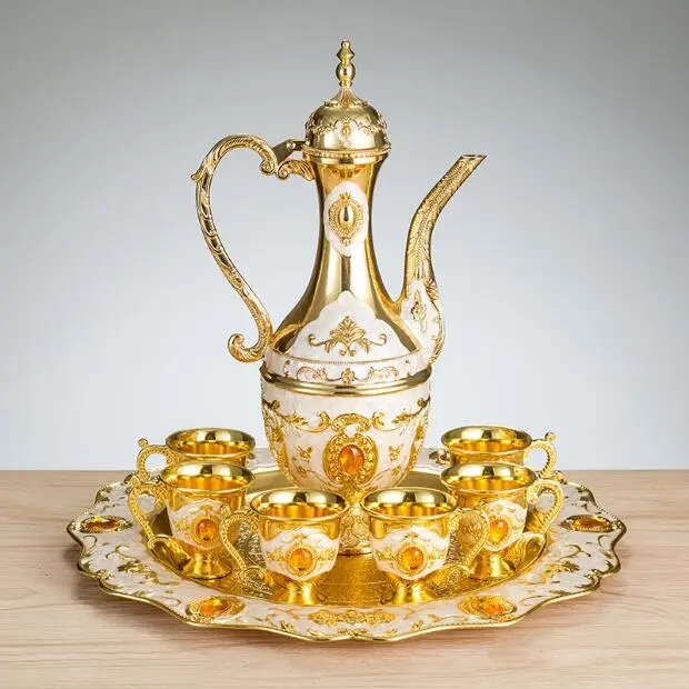 

8pcs/set European alloy home living room wine set decoration wine decanter set drinkware tableware drinks set wine cup JJ054