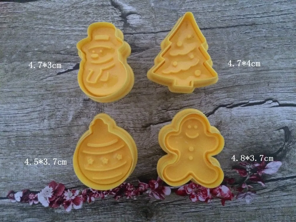 4 шт. Рождественский узор Пластиковая форма для выпечки Кухонное печенье нарезка