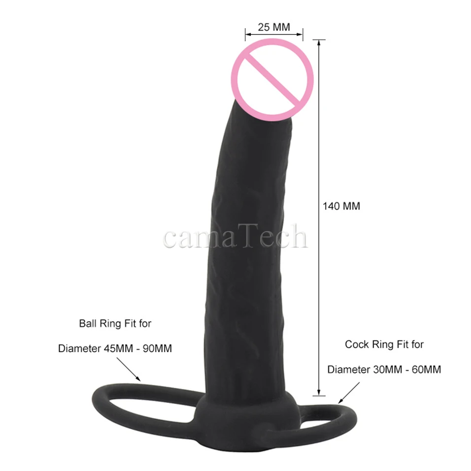 Силиконовые фаллоимитаторы camaTech с двойным проникновением ремешком на пенис 5