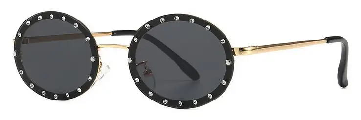 C2 gold gray Винтажные Ретро Круглые бриллиантовые декоративные маленькие овальные солнцезащитные очки мужские роскошные брендовые солнцезащитные очки для женщин прозрачные красные очки UV400 - Цвет линз: C2 gold gray