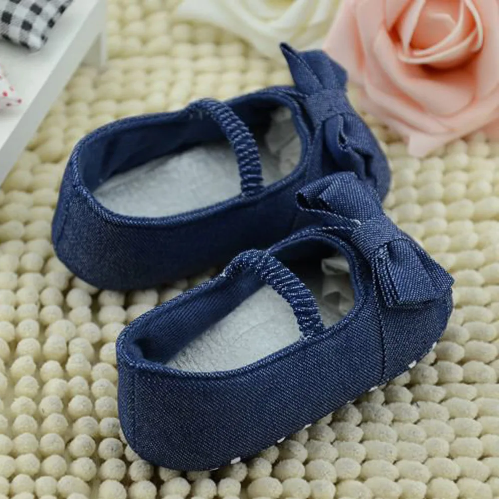 Джинсовая однотонная обувь с бантом для маленьких девочек принцесс Zapatos de bebe Scarpe