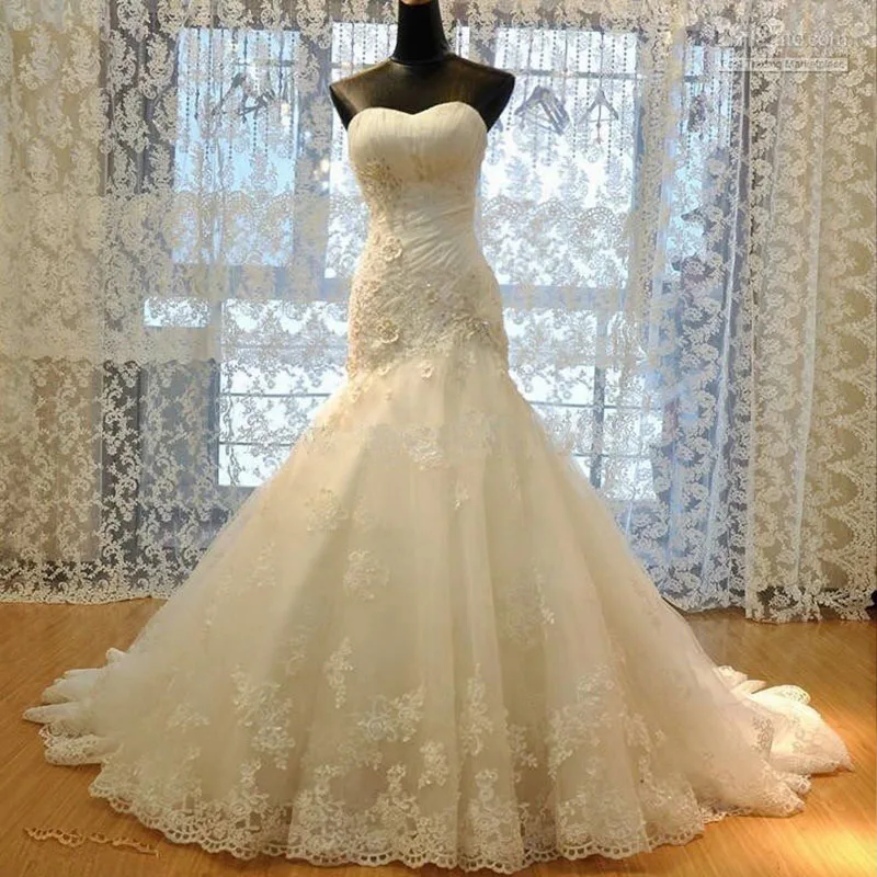 Настоящая фотография белое/цвета слоновой кости милое свадебное платье со