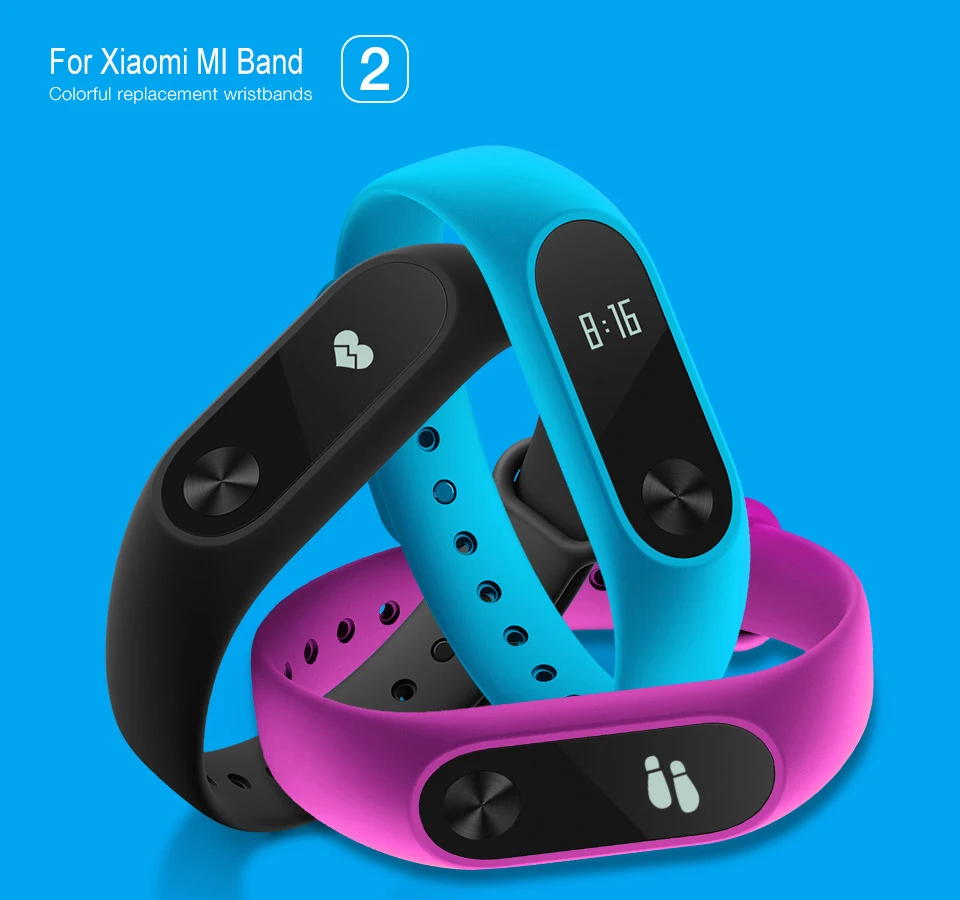 Для Xiaomi Mi Band 2 браслет силиконовый ремешок Miband цветной сменный смарт-браслет