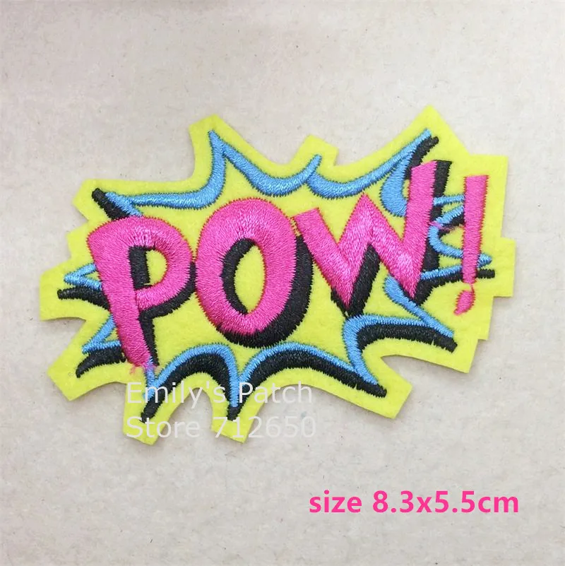 Новое поступление 10 шт. bam pow WOW взрыва вышитые патч железа на аппликация Одежда